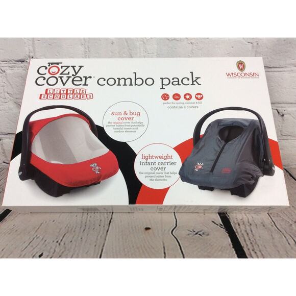 Wisconsin Badgers NCAA Cozy Cover Combo Pack Sun/Bug & Lightweight Car Seat Baby - Picture 2 of 6